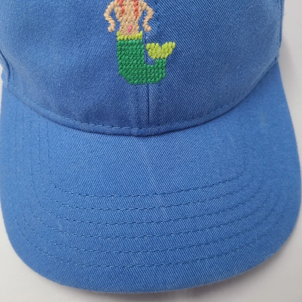 Harding Lane Hat Strapback Blue Green Mermaid Needlepoint Logo Golf Casual Men